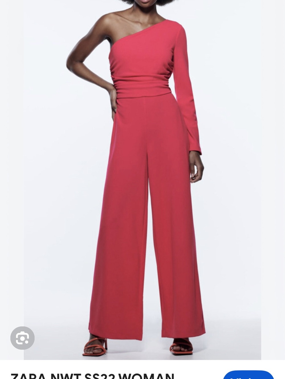 Zara One-Shoulder Wide-Leg Jumpsuit in Fuchsia